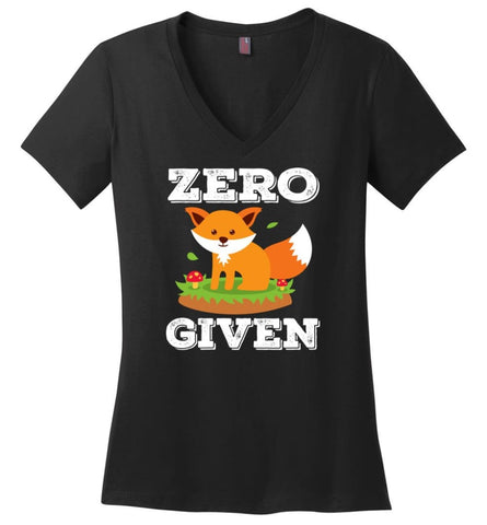 Animal Lover Gift Shirt Cute Zero Fox Given Ladies V Neck - Black / M - womens apparel