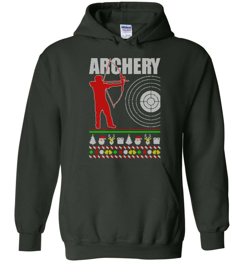Archery Ugly Christmas Sweater - Hoodie - Forest Green / M