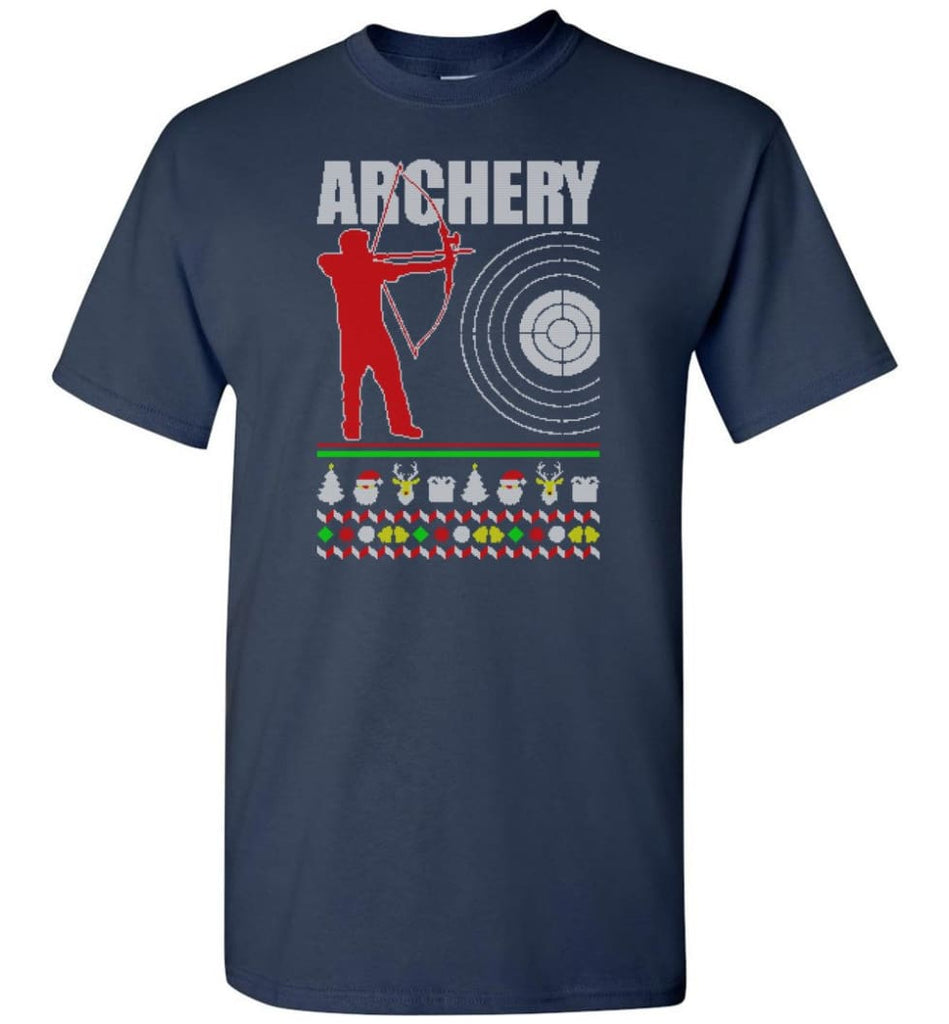 Archery Ugly Christmas Sweater - Short Sleeve T-Shirt - Navy / S