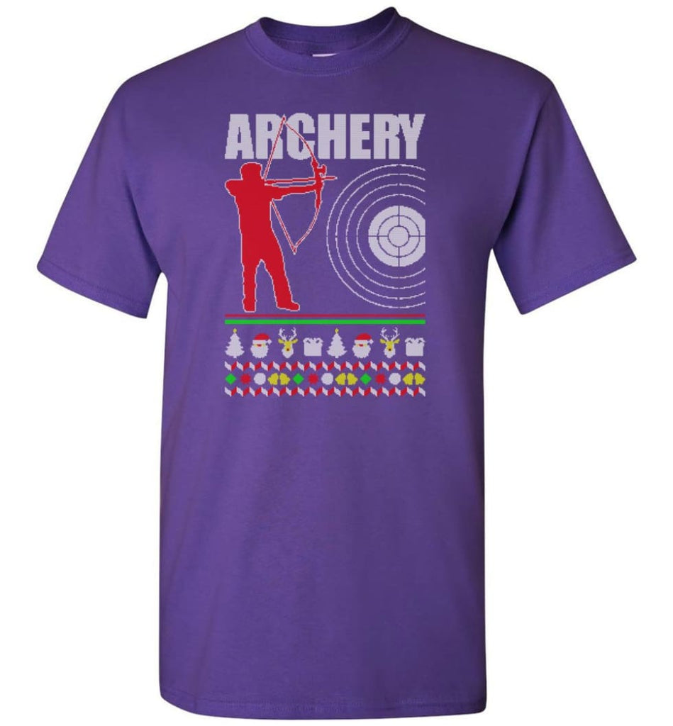 Archery Ugly Christmas Sweater - Short Sleeve T-Shirt - Purple / S
