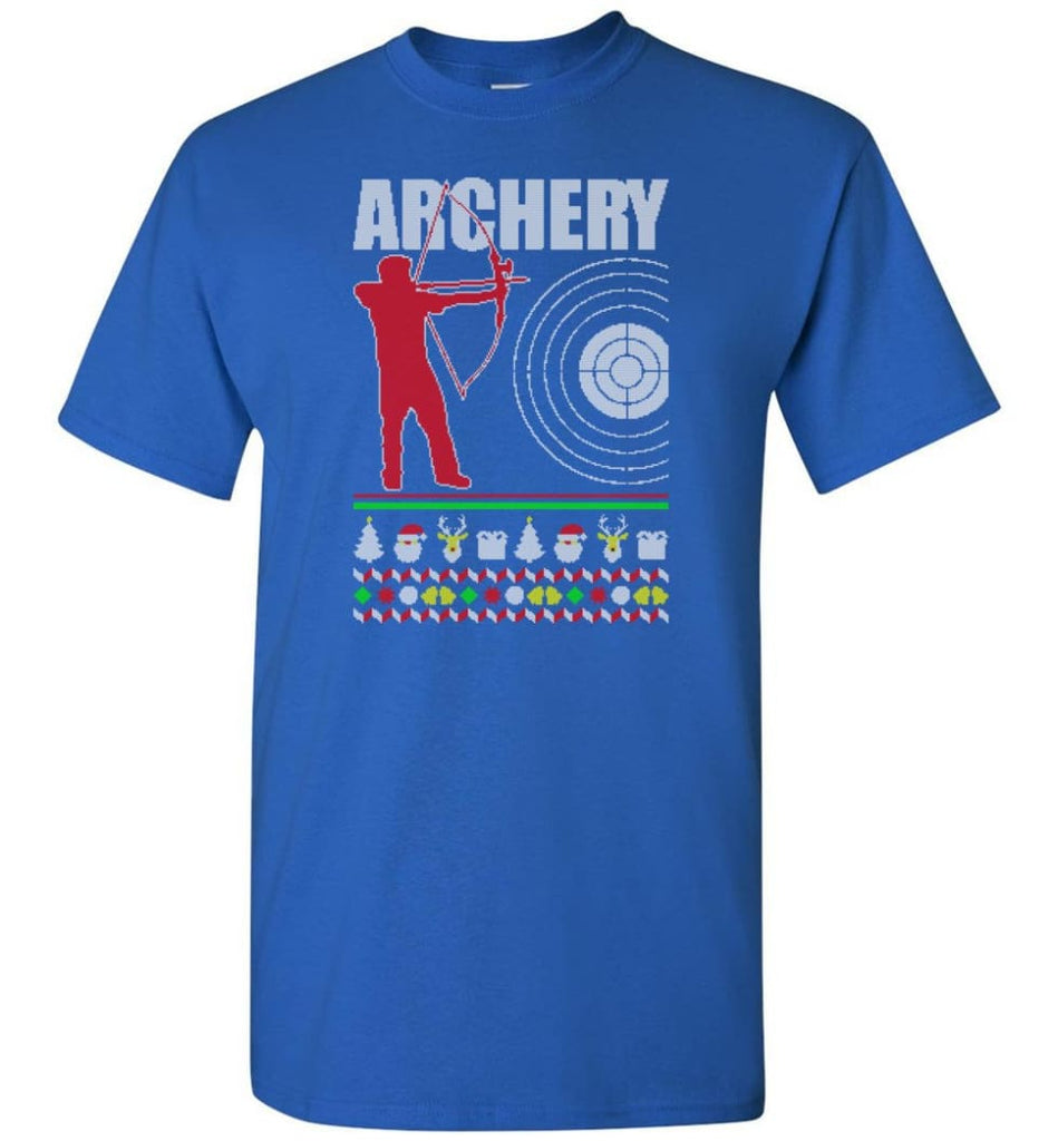 Archery Ugly Christmas Sweater - Short Sleeve T-Shirt - Royal / S