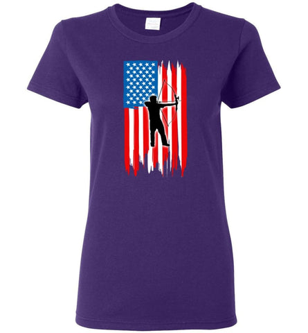 Archery With American Flag Women Tee - Purple / M