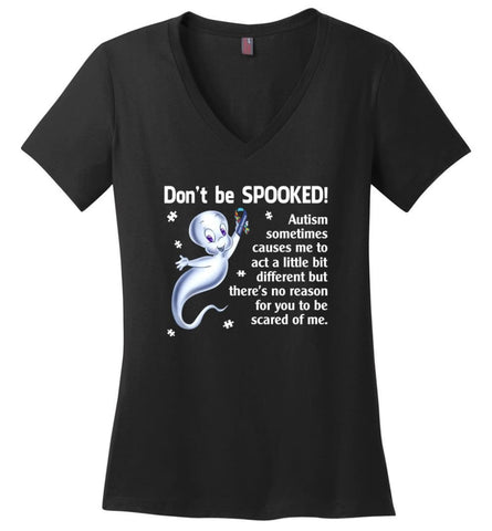 Autism Awareness Shirt 2017 Don’t Be Spooked I Love Someone With Autism - Ladies V-Neck - Black / M