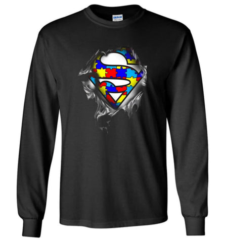 Autism Awareness Shirt Superhero Autism Autism Shirts for Kid - Long Sleeve T-Shirt - Black / M