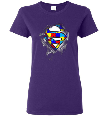 Autism Awareness Shirt Superhero Autism Autism Shirts for Kid Women Tee - Purple / M