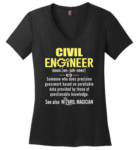 Automotive Engineer Definition Ladies V-Neck - Black / M
