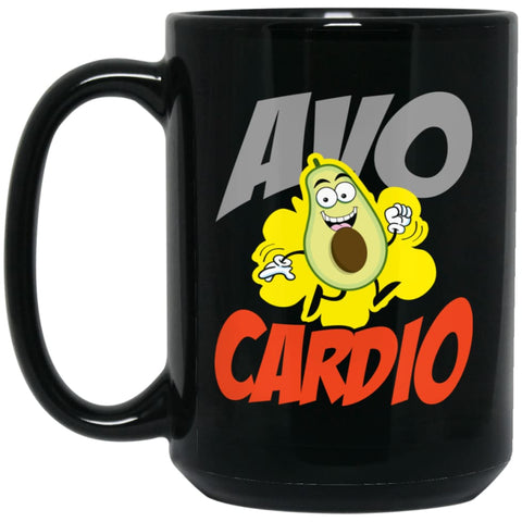 Avocado Avo Cardio Exercise Funny Fitness Workout Lover Gift 15 oz Black Mug - Black / One Size - Drinkware