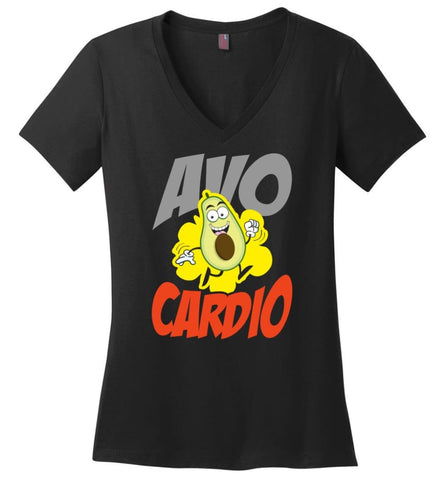 Avocado Avo Cardio Exercise Funny Fitness Workout Lover Shirt Ladies V-Neck - Black / M - womens apparel