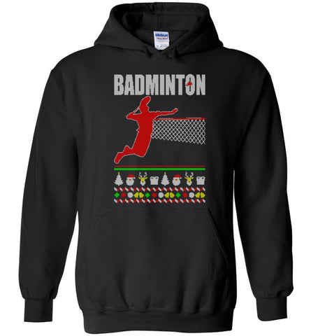 Badminton Ugly Christmas Sweater - Hoodie - Black / M