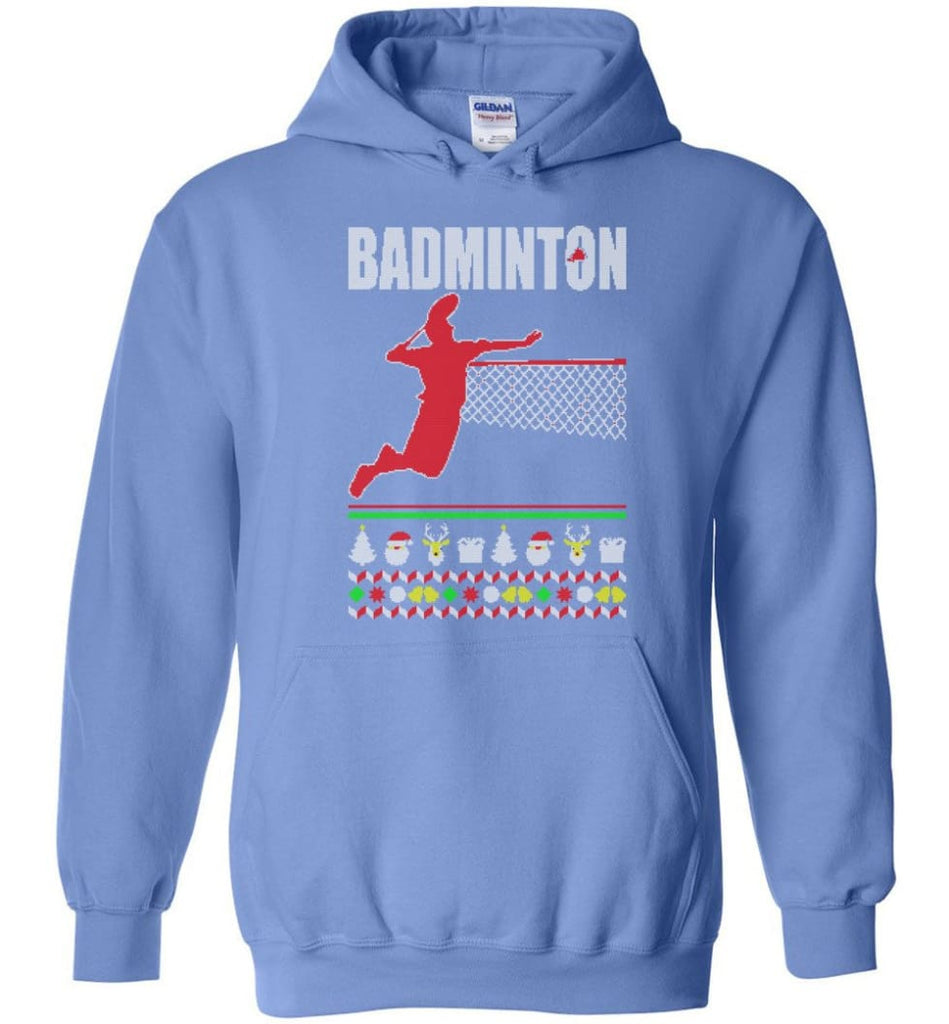 Badminton Ugly Christmas Sweater - Hoodie - Carolina Blue / M