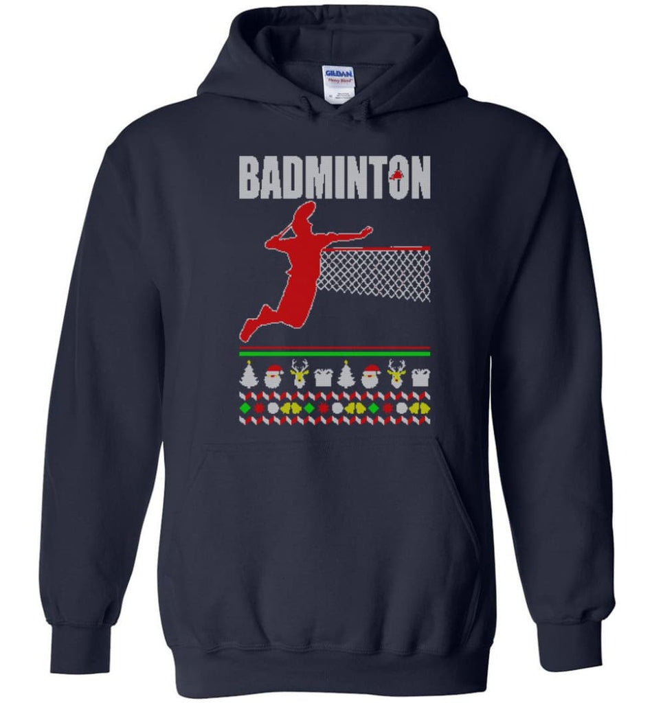 Badminton Ugly Christmas Sweater - Hoodie - Navy / M