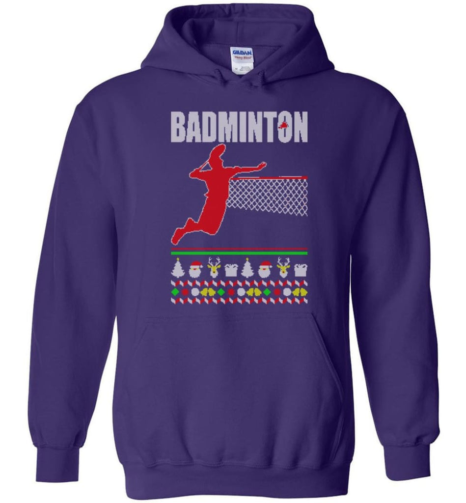 Badminton Ugly Christmas Sweater - Hoodie - Purple / M