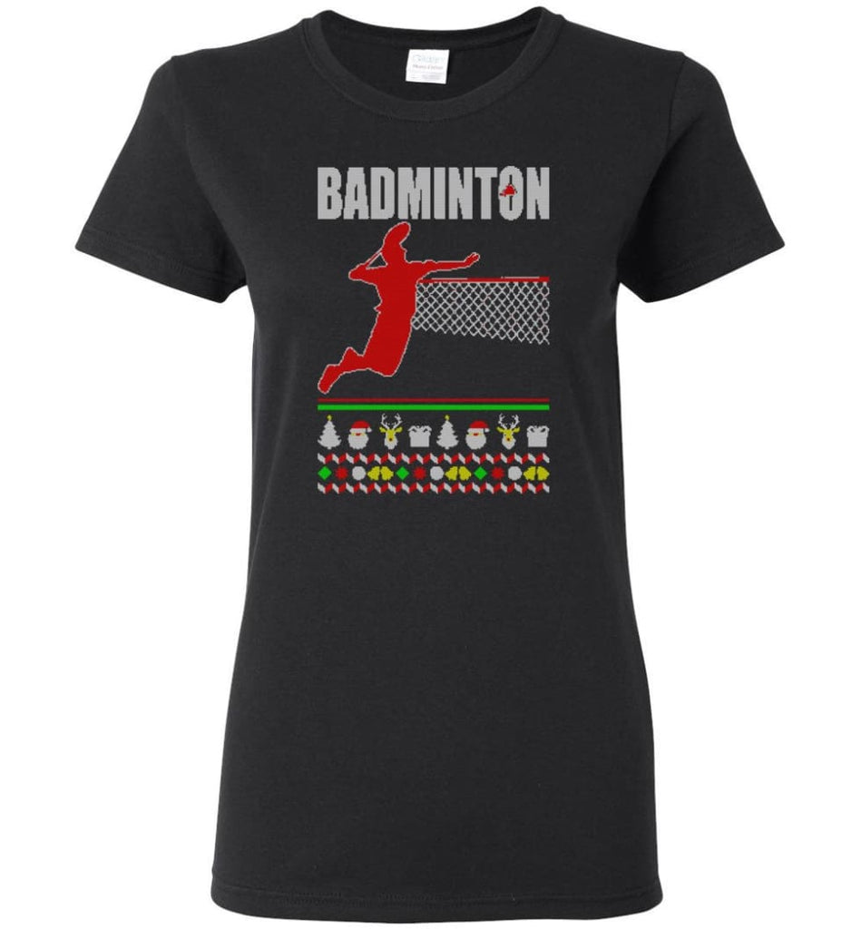Badminton Ugly Christmas Sweater Women Tee - Black / M