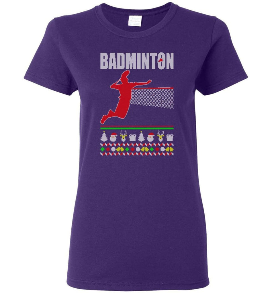Badminton Ugly Christmas Sweater Women Tee - Purple / M