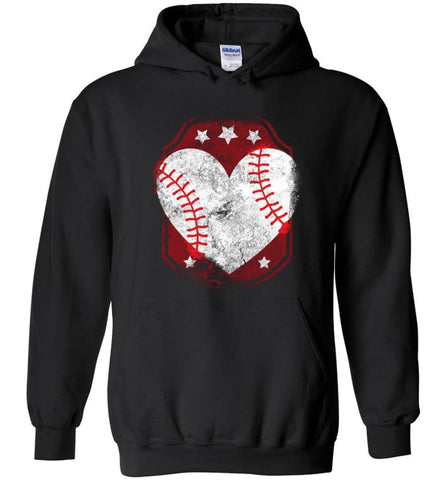 Baseball Heart Softball Mom Gift Shirt for Player Lovers - Hoodie - Black / M