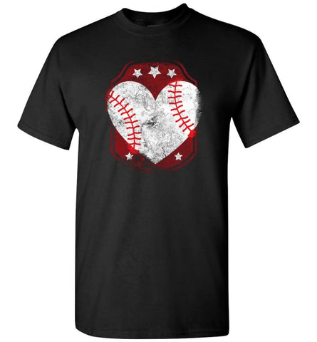 Baseball Heart Softball Mom Gift Shirt for Player Lovers - Short Sleeve T-Shirt - Black / S