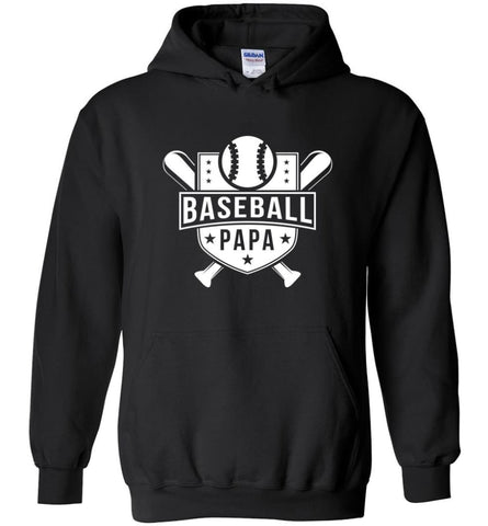 Baseball Papa Baseball Player Dad Father Lover Hoodie - Black / M