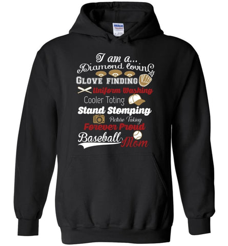 Baseball Player Lover Gift I Am Proud Baseball Mom - Hoodie - Black / M