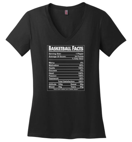 Basketball Facts T shirt Basketball label funny define for Players - Ladies V-Neck - Black / M