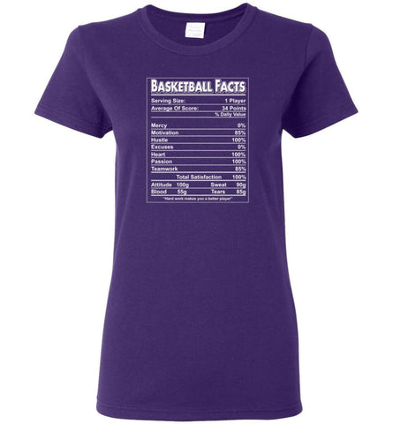 Basketball Facts T shirt Basketball label funny define for Players Women Tee - Purple / M
