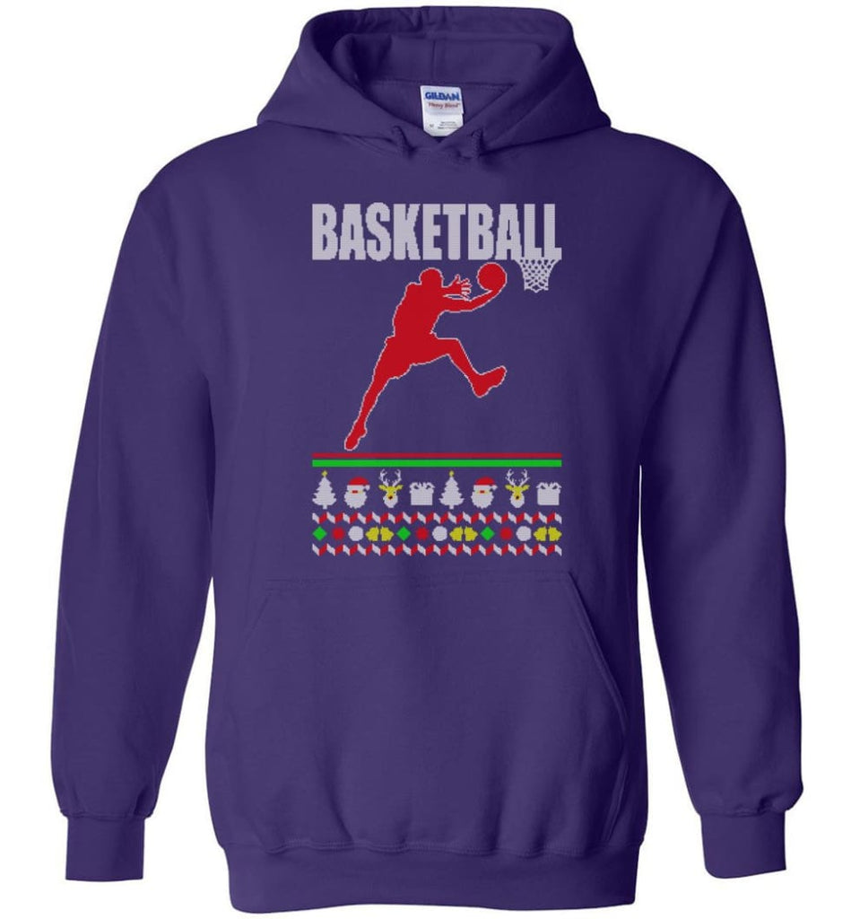 Basketball Ugly Christmas Sweater - Hoodie - Purple / M
