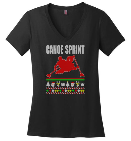 Basketball Ugly Christmas Sweater Ladies V-Neck - Black / M