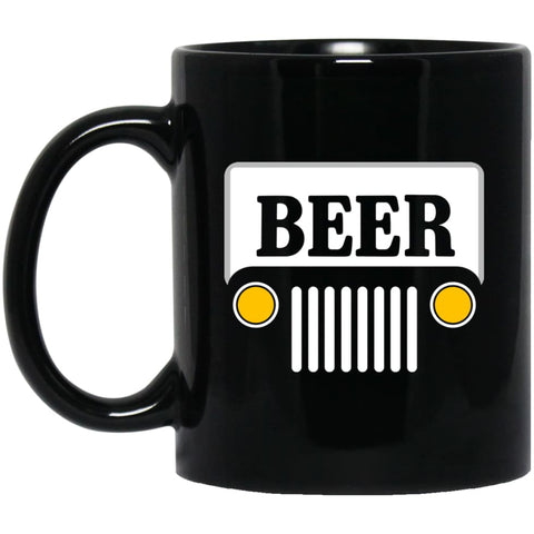 Beer Jeep Road Trip 11 oz Black Mug - Black / One Size - Drinkware