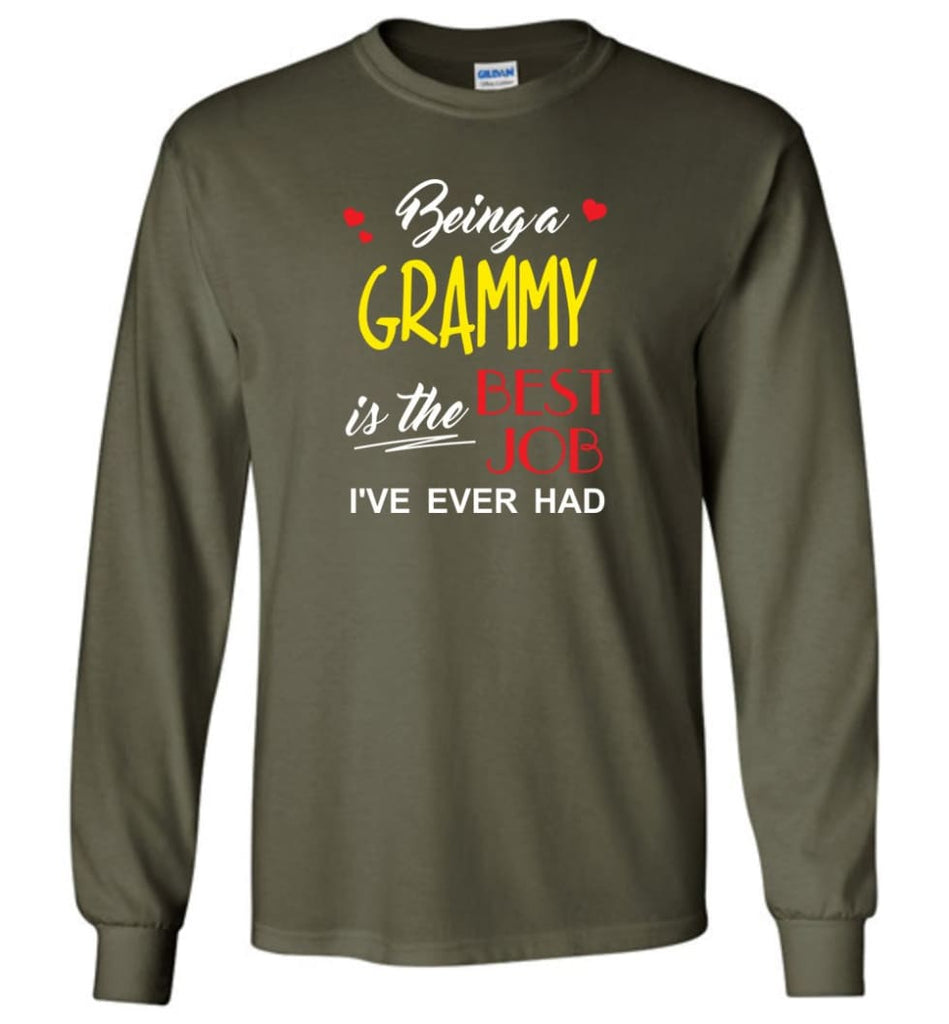 Being A G Is The Best Job Gift For Grandparents Long Sleeve T-Shirt - Military Green / M