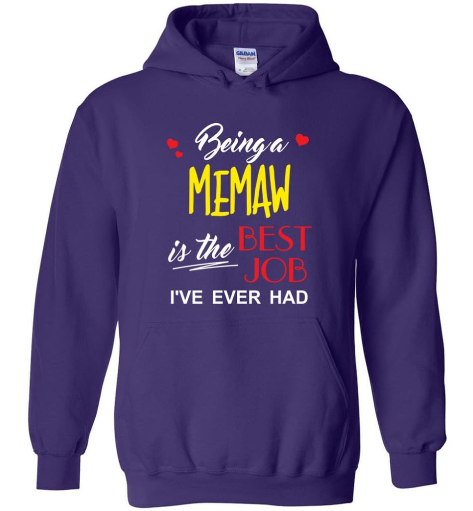 Being A Memaw Is The Best Job Gift For Grandparents Hoodie - Purple / M