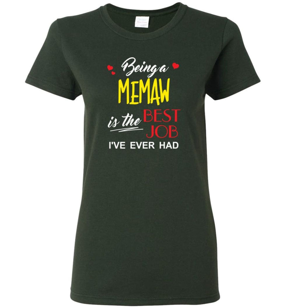 Being A Memaw Is The Best Job Gift For Grandparents Women Tee - Forest Green / M