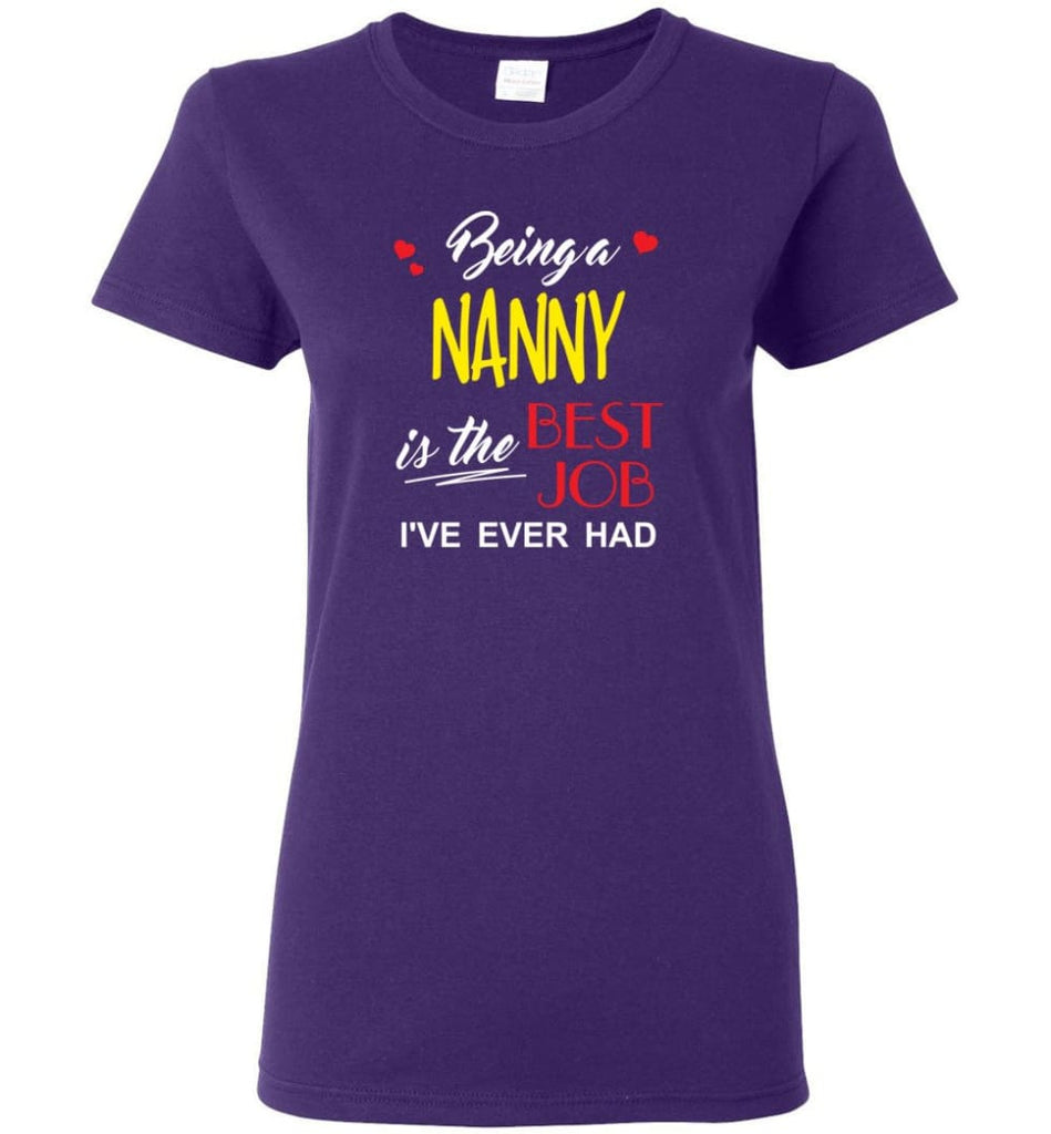 Being A Nanny Is The Best Job Gift For Grandparents Women Tee - Purple / M