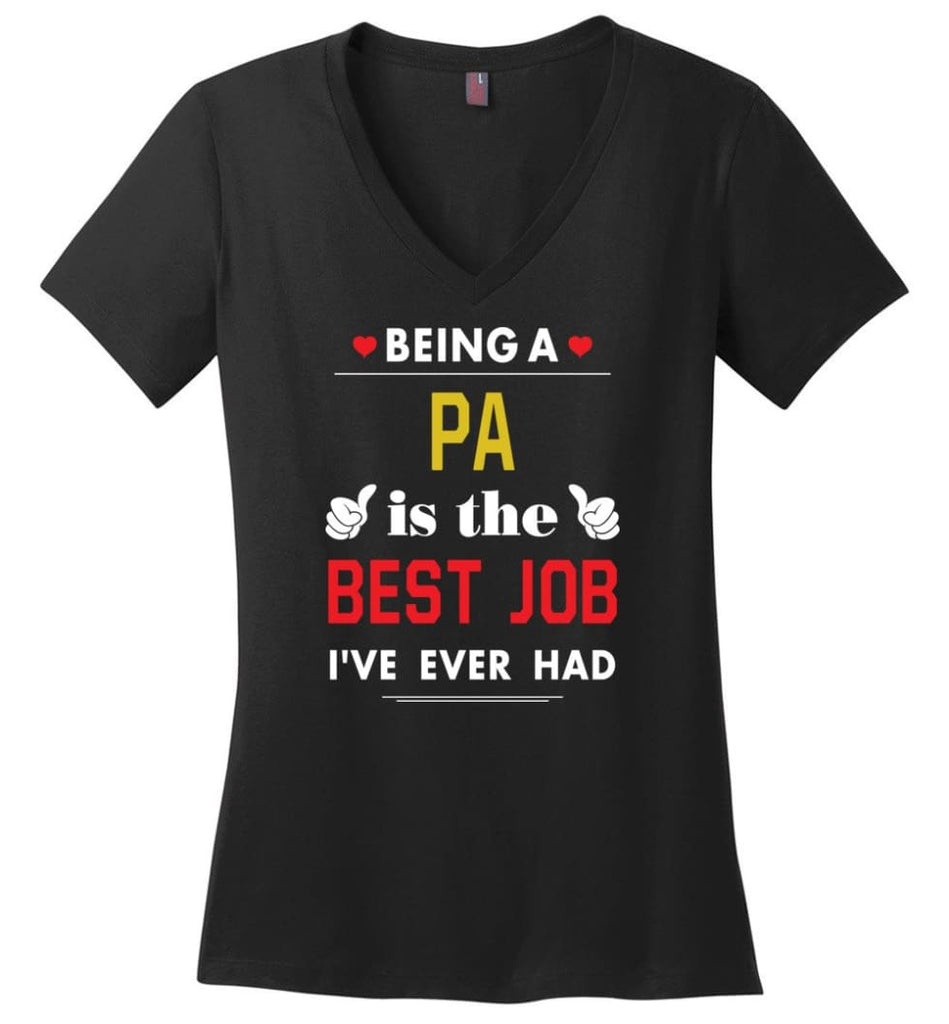 Being A Pa Is The Best Job Gift For Grandparents Ladies V-Neck - Black / M
