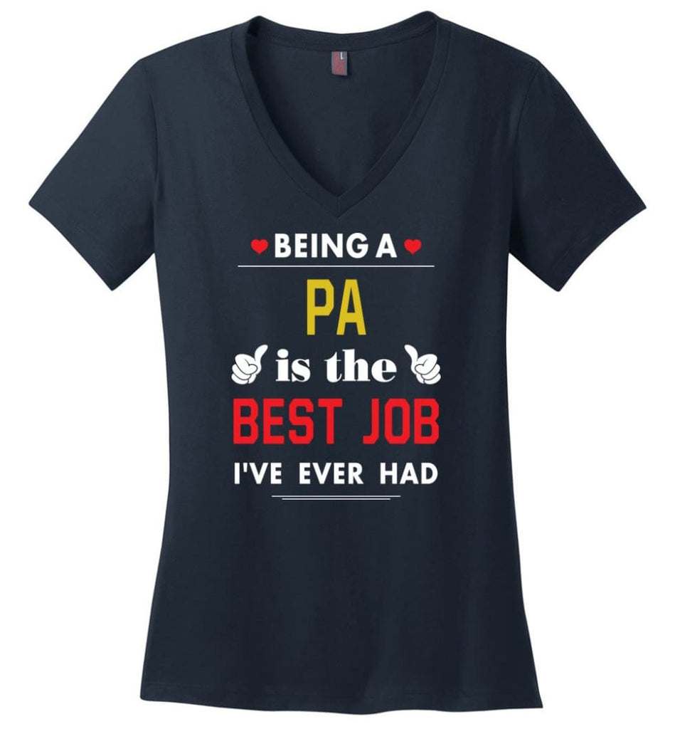 Being A Pa Is The Best Job Gift For Grandparents Ladies V-Neck - Navy / M