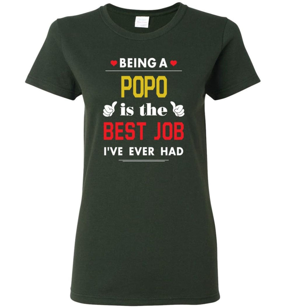 Being A Popo Is The Best Job Gift For Grandparents Women Tee - Forest Green / M