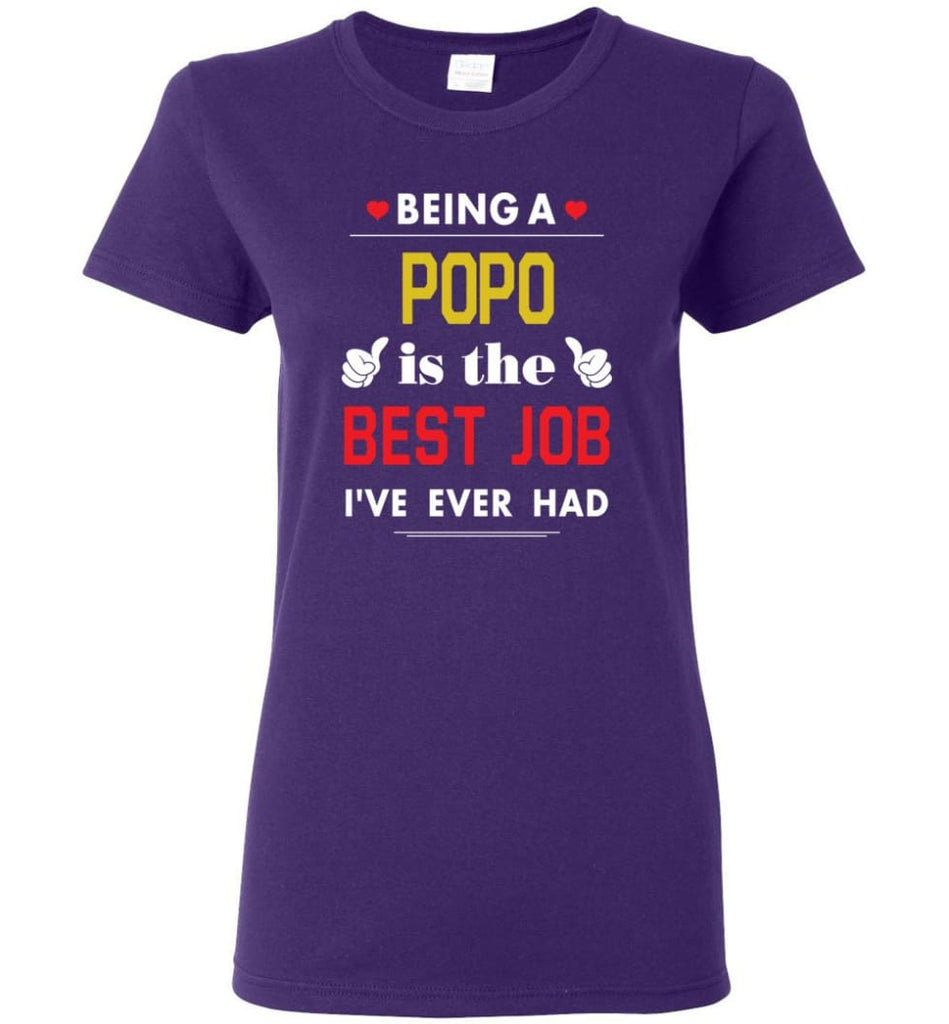 Being A Popo Is The Best Job Gift For Grandparents Women Tee - Purple / M