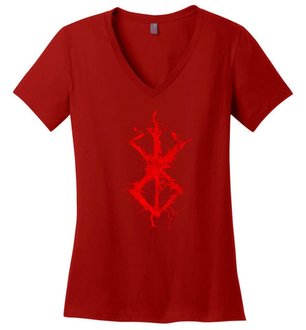 Berserk Blood Valhalla Shirt Viking Warrior - Ladies V-Neck - Red / M