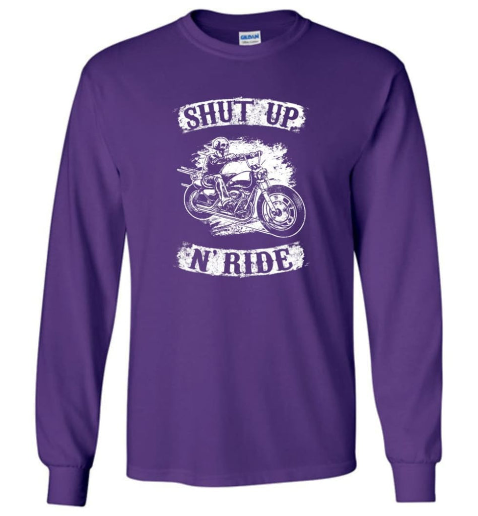 Best Biker Shirt Shut Up N’ride Long Sleeve - Purple / M