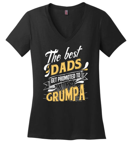 Best Dads Get Promoted To Grumpa Christmas Gift for Ladies V-Neck - Black / XS