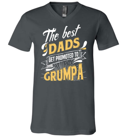 Best Dads Get Promoted To Grumpa Christmas Gift for Mens V-neck - Asphalt / S