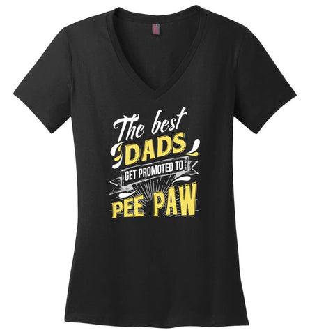 Best Dads Get Promoted To Pee Paw Christmas Gift for Grandpa Ladies V-Neck - Black / M