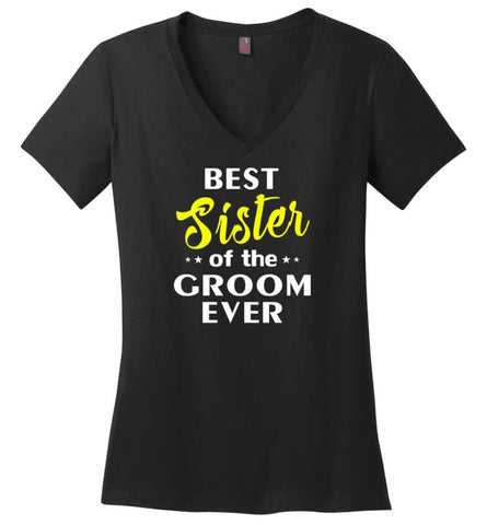 Best Father Of The Groom Ever Ladies V-Neck - Black / M