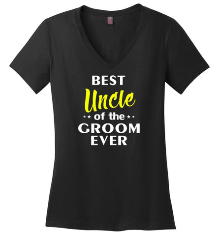 Best Mom Of The Groom Ever Ladies V-Neck - Black / M