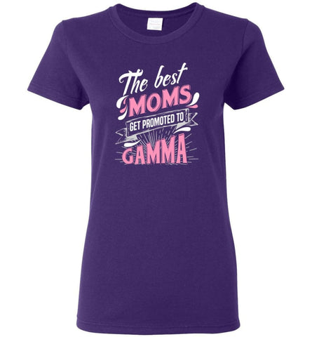 Best Moms Get Promoted To Gamma Grandmother Christmas Gift Women Tee - Purple / M