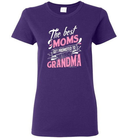 Best Moms Get Promoted To Grandma Grandmother Christmas Gift Women Tee - Purple / M