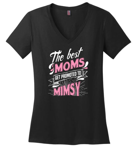 Best Moms Get Promoted To Mamey Grandmother Christmas Gift Ladies V-Neck - Black / M
