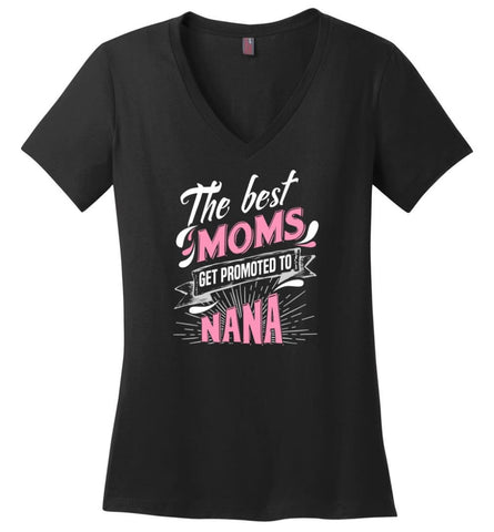 Best Moms Get Promoted To Memaw Grandmother Christmas Gift Ladies V-Neck - Black / M