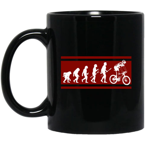 Bicycle Moutain Biker Cycling Shirt Evolution To Biking 11 oz Black Mug - Black / One Size - Drinkware