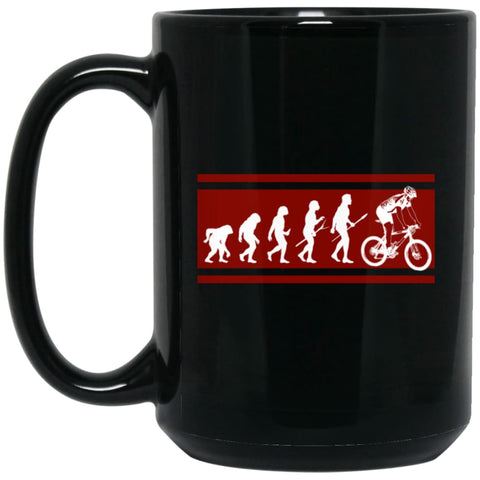 Bicycle Moutain Biker Cycling Shirt Evolution To Biking 15 oz Black Mug - Black / One Size - Drinkware