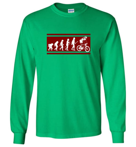 Bicycle Moutain Biker Cycling Shirt Evolution To Biking - Long Sleeve T-Shirt - Irish Green / M