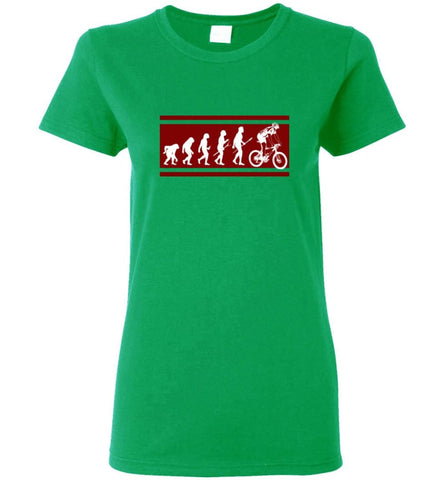 Bicycle Moutain Biker Cycling Shirt Evolution To Biking Women Tee - Irish Green / M